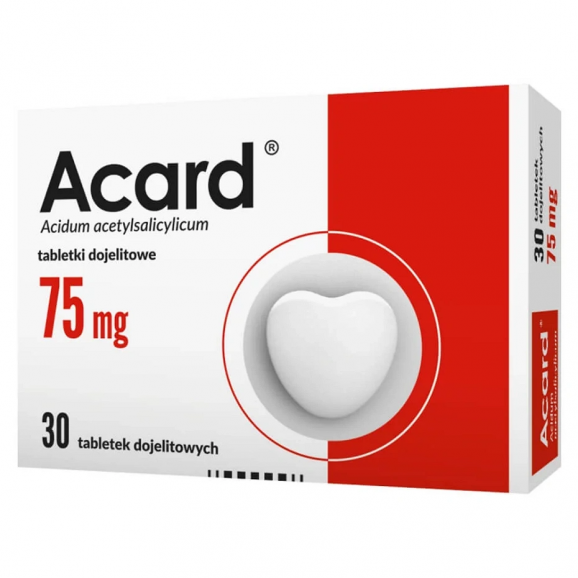 Acard, 75 mg, tabletki dojelitowe – 30 szt. Acard, 75 mg, tabletki dojelitowe – 30 szt. - zdjęcie produktu