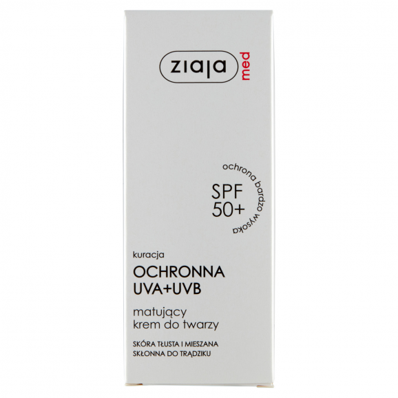 Ziaja Med Kuracja Ochronna UVA+UVB SPF50+, matujący krem do twarzy, 50 ml Ziaja Med Kuracja Ochronna UVA+UVB SPF50+, matujący krem do twarzy, 50 ml - zdjęcie produktu
