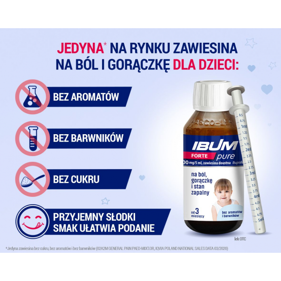 Ibum Forte Pure 200 mg/ 5 ml, zawiesina doustna dla dzieci od 3 miesiąca, 100 g - zdjęcie produktu