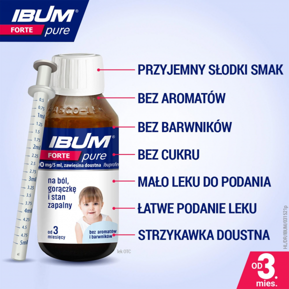 Ibum Forte Pure 200 mg/ 5 ml, zawiesina doustna dla dzieci od 3 miesiąca, 100 g - zdjęcie produktu