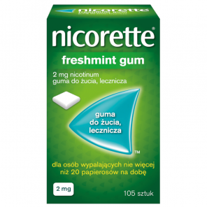Nicorette Freshmint Gum 2 mg, gumy do żucia (105 szt) - zdjęcie produktu