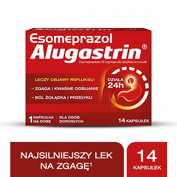 Esomeprazol Alugastrin 20 mg, 14 kapsułek – lek na zgagę i refluks - zdjęcie produktu