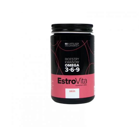 EstroVita Skin, estry kwasów Omega 3-6-9, smak wiśni japońskiej, 60 kapsułek wegańskich EstroVita Skin, estry kwasów Omega 3-6-9, smak wiśni japońskiej, 60 kapsułek wegańskich - zdjęcie produktu