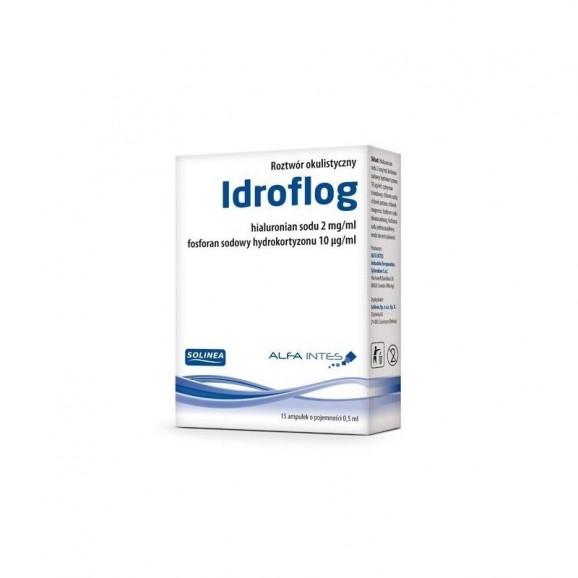 Idroflog, roztwór okulistyczny – wyrób medyczny (15 ampułek x 0,5 ml) Idroflog, roztwór okulistyczny – wyrób medyczny (15 ampułek x 0,5 ml) - zdjęcie produktu