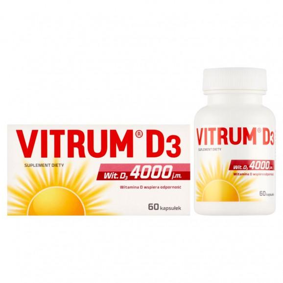 Vitrum D3, witamina D 4000 j.m., 60 kapsułek Vitrum D3, witamina D 4000 j.m., 60 kapsułek - zdjęcie produktu