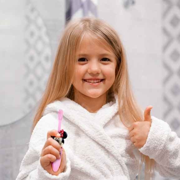 Dr Scott, szczoteczka Mickey & Friends z minutnikiem, różowa, 1 szt. - zdjęcie produktu