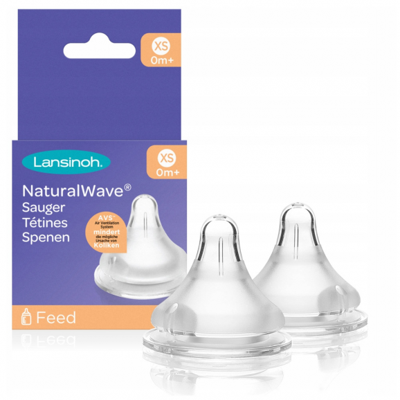 Lansinoh Smoczki Natural Wave do butelki, wolny przepływ XS 0m+, 2 szt. Lansinoh Smoczki Natural Wave do butelki, wolny przepływ XS 0m+, 2 szt. - zdjęcie produktu