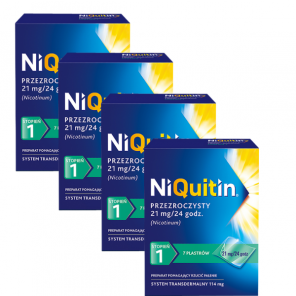 Niquitin przezroczysty, 21 mg/24 h, stopień 1, plastry, 4 x 7 szt. - zdjęcie produktu