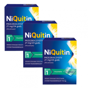 Niquitin przezroczysty, 21 mg/24 h, stopień 1, plastry, 3 x 7 szt. - zdjęcie produktu