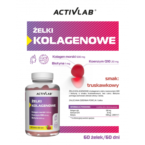 ActivLab Pharma żelki Kolagenowe, smak truskawkowy, 60 szt. ActivLab Pharma żelki Kolagenowe, smak truskawkowy, 60 szt. - zdjęcie produktu