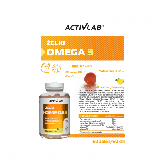 ActivLab Pharma żelki Omega 3, smak cytryna-limonka, 60 szt. - zdjęcie produktu