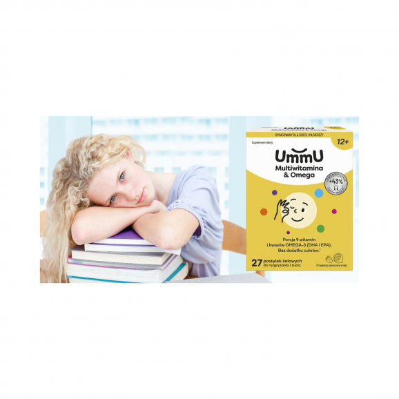UmmU Multiwitamina & Omega 12+, pastylki do rozgryzania i żucia, 27 szt. - zdjęcie produktu
