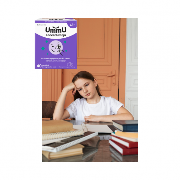 UmmU KoncetRacja 12+, smak cytrynowo-pomarańczowy, tabletki do rozgryzania i żucia, 40 szt. - zdjęcie produktu