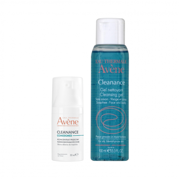 Avene Cleanance ComedoMed, koncentrat przeciw niedoskonałościom, skóra skłonna do trądziku, 30 ml + Avene Cleanance, żel o Avene Cleanance ComedoMed, koncentrat przeciw niedoskonałościom, skóra skłonna do trądziku, 30 ml + Avene Cleanance, żel o - zdjęcie produktu