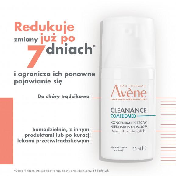 Avene Cleanance ComedoMed, koncentrat przeciw niedoskonałościom, skóra skłonna do trądziku, 30 ml + Avene Cleanance, żel o Avene Cleanance ComedoMed, koncentrat przeciw niedoskonałościom, skóra skłonna do trądziku, 30 ml + Avene Cleanance, żel o - zdjęcie produktu