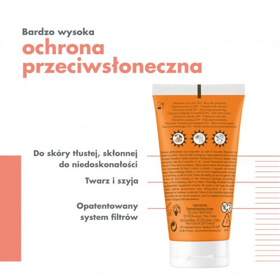 Avene Cleanance, bardzo wysoka ochrona przeciwsłoneczna SPF 50+, koloryzujący, 50 ml + Rolka do czyszczenia ubrań, 1 szt. - zdjęcie produktu