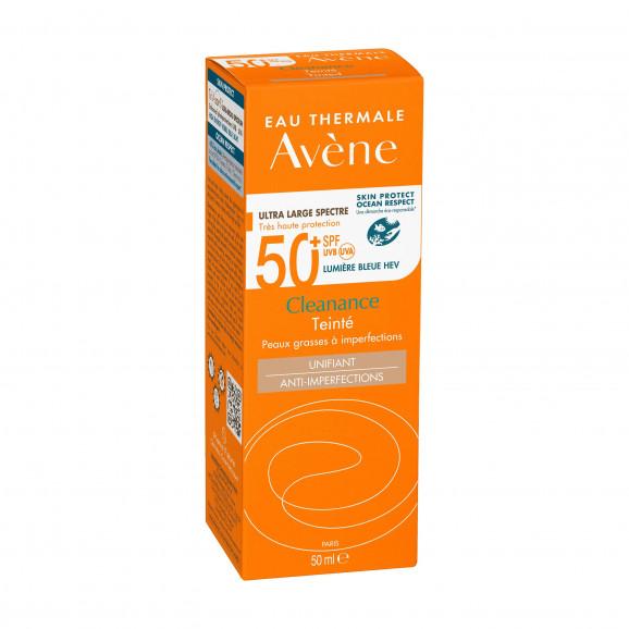 Avene Cleanance, bardzo wysoka ochrona przeciwsłoneczna SPF 50+, koloryzujący, 50 ml + Rolka do czyszczenia ubrań, 1 szt. - zdjęcie produktu