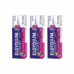 Elgydium Kids Fluorinol, przeciwpróchnicowa pasta do zębów dla dzieci 3-6 lat, malinowo-truskawkowa, 3 x 50 ml - zdjęcie produktu
