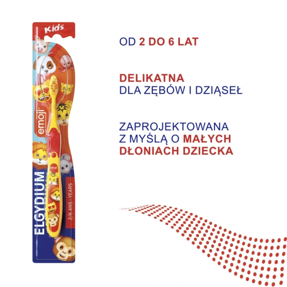 Elgydium Emoji Kids, szczoteczka do zębów dla dzieci w wieku 2-6 lat, 2 szt. - zdjęcie produktu