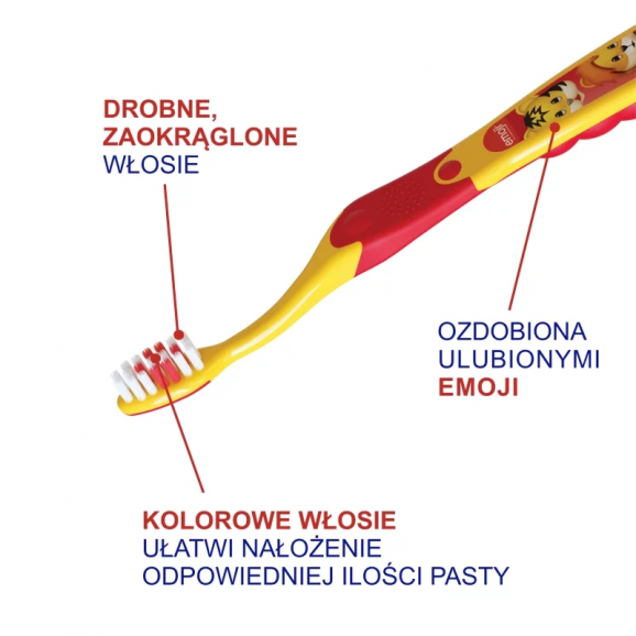 Elgydium Emoji Kids, szczoteczka do zębów dla dzieci w wieku 2-6 lat, 3 szt. Elgydium Emoji Kids, szczoteczka do zębów dla dzieci w wieku 2-6 lat, 3 szt. - zdjęcie produktu