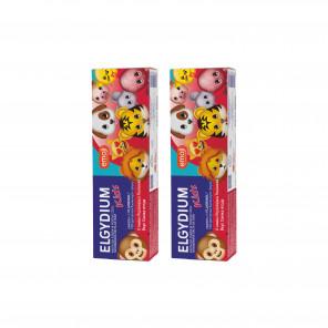 Elgydium Kids Emoji, pasta do zębów w postaci żelu dla dzieci 3-6 lat, Orzeźwiająca Truskawka, 2 x 50 ml - zdjęcie produktu