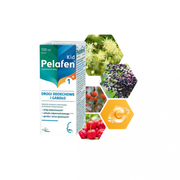 Pelafen Kid 1+ Drogi Oddechowe i Gardło, smak owocowy, płyn 100 ml - zdjęcie produktu