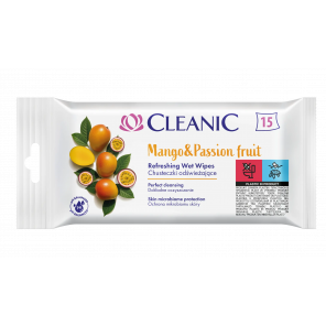 Cleanic Chusteczki odświeżające, Mango & Passion Fruit, 15 szt. - zdjęcie produktu