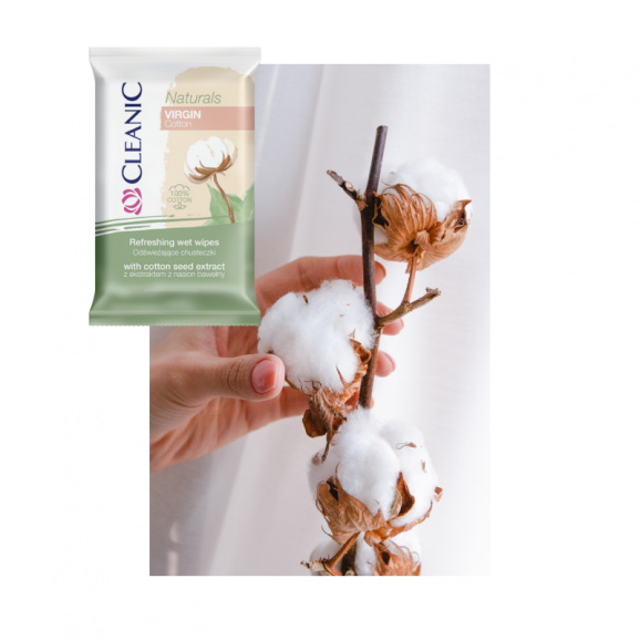 Cleanic Naturals Virgin Cotton Chusteczki odświeżające, 15 szt. - zdjęcie produktu