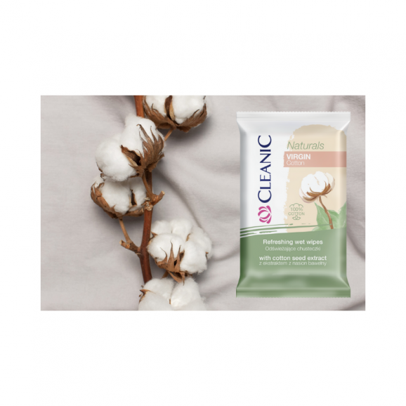 Cleanic Naturals Virgin Cotton Chusteczki odświeżające, 15 szt. - zdjęcie produktu