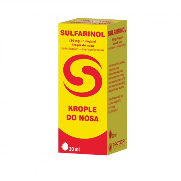 Sulfarinol 1 mg + 50 mg/ml, krople do nosa, 20 ml - zdjęcie produktu