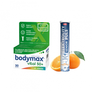 Bodymax Vital 50+, tabletki, 30 szt. + PULS Elektrolity Senior Puls, smak pomarańczowy, tabletki musujące, 20 szt. - zdjęcie produktu