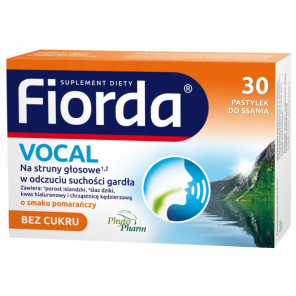 Fiorda Vocal, smak pomarańczowy, pastylki do ssania, 30 szt. - zdjęcie produktu