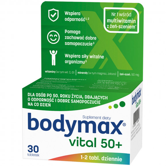 Bodymax Vital 50+, tabletki, 30 szt. + PULS Witamina C Puls 1000 mg, smak pomarańczowy, tabletki musujące, 20 szt. - zdjęcie produktu