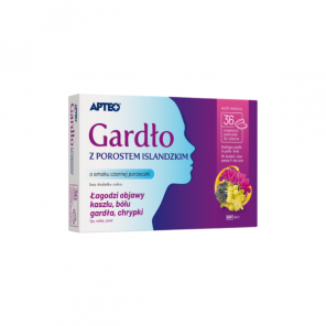 Apteo Gardło z porostem islandzkim, smak czarnej porzeczki, pastylki do ssania, 36 szt. - zdjęcie produktu