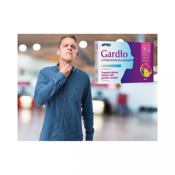 Apteo Gardło z porostem islandzkim, smak czarnej porzeczki, pastylki do ssania, 36 szt. - zdjęcie produktu