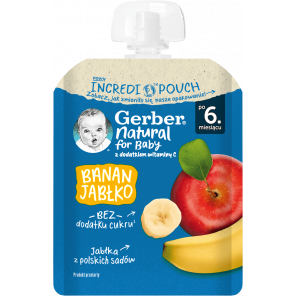 [29.09.2025] Gerber, deser, banan, jabłko, po 6 miesiącu, tubka, 80 g - zdjęcie produktu