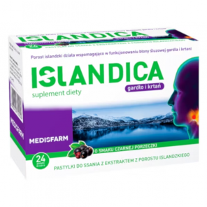 [30.11.2025] Islandica Porost islandzki na gardło, pastylka, 24 szt. - zdjęcie produktu