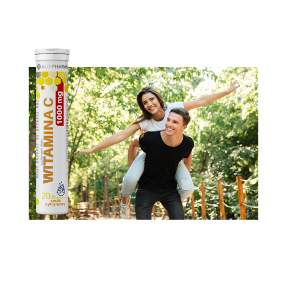 Alg Pharma Witamina C 1000 mg, smak cytrynowy, tabletki musujące, 20 szt. Alg Pharma Witamina C 1000 mg, smak cytrynowy, tabletki musujące, 20 szt. - zdjęcie produktu