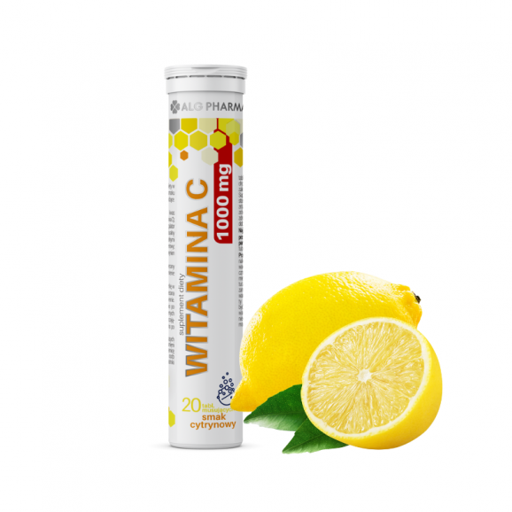 Alg Pharma Witamina C 1000 mg, smak cytrynowy, tabletki musujące, 20 szt. Alg Pharma Witamina C 1000 mg, smak cytrynowy, tabletki musujące, 20 szt. - zdjęcie produktu
