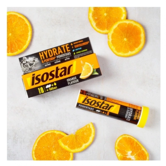 Isostar PowerTabs Napój izotoniczny, smak pomarańczowy, tabletki musujące, 10 szt. - zdjęcie produktu