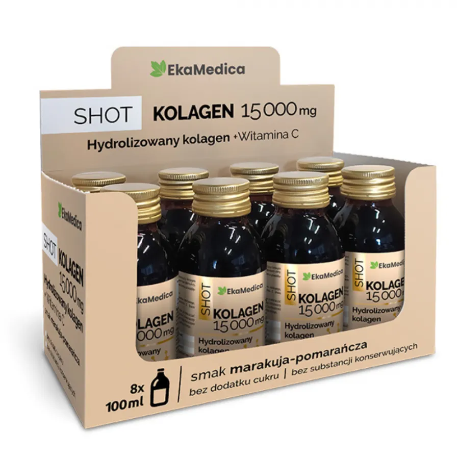 EkaMedica Shot Kolagen 15 000 mg z witaminą C, 8 x 100 ml