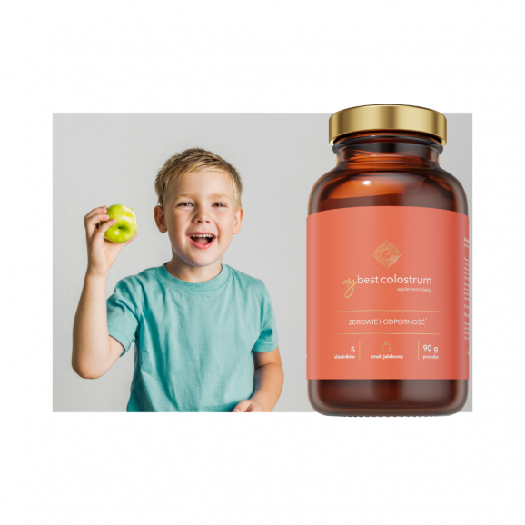 MyBest Colostrum, dla dorosłych i dzieci od 3 lat, smak jabłkowy, 90 g - zdjęcie produktu