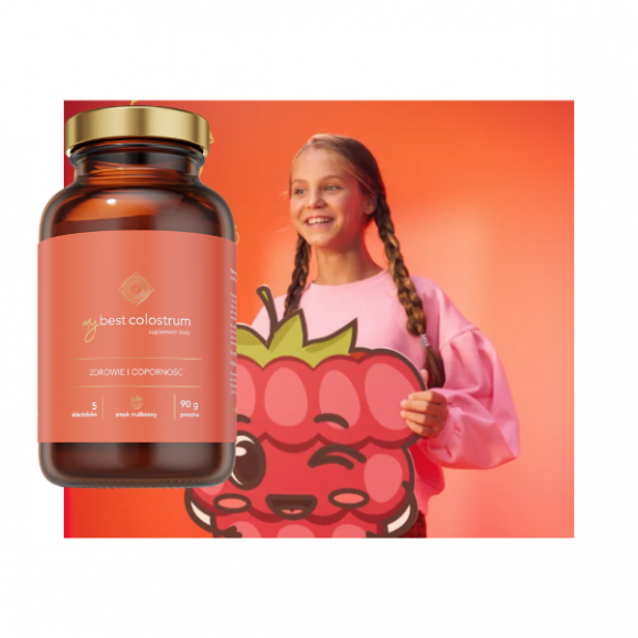 MyBest Colostrum, dla dorosłych i dzieci od 3 lat, smak malinowy, 90 g - zdjęcie produktu