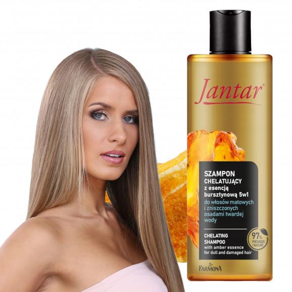 Farmona Jantar Szampon chelatujący z esencją bursztynową 5w1 do włosów matowych i zniszczonych, 300 ml - zdjęcie produktu