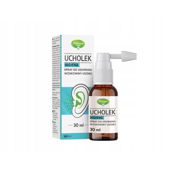 Herbapol Ucholek Higiena spray do usuwania woskowiny usznej (30 ml) Herbapol Ucholek Higiena spray do usuwania woskowiny usznej (30 ml) - zdjęcie produktu