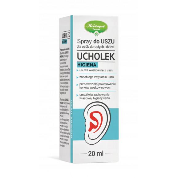 Herbapol Ucholek Higiena spray do usuwania woskowiny usznej (30 ml) Herbapol Ucholek Higiena spray do usuwania woskowiny usznej (30 ml) - zdjęcie produktu