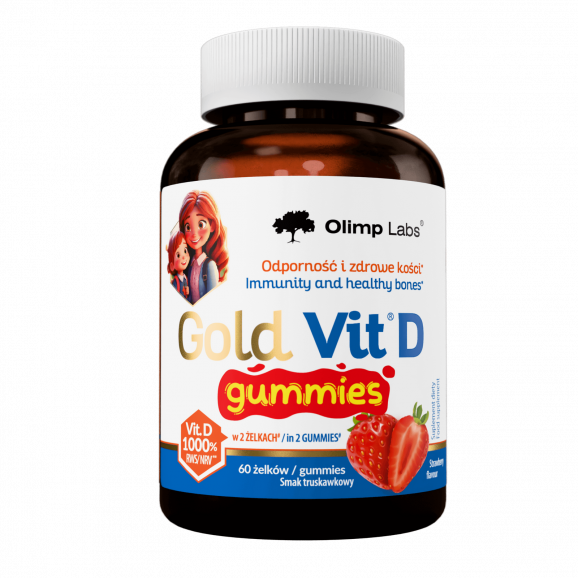 Olimp Gold Vit D Gummies, smak truskawkowy, 60 żelków Olimp Gold Vit D Gummies, smak truskawkowy, 60 żelków - zdjęcie produktu