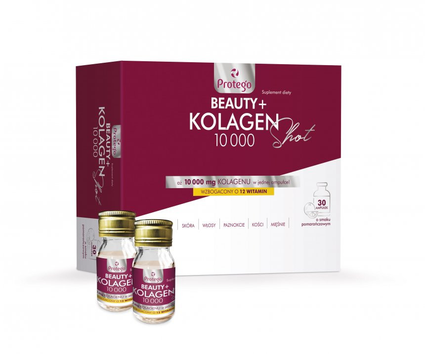 Protego BEAUTY+ Kolagen 10.000 Shot (30 ampułek) – o smaku pomarańczowym