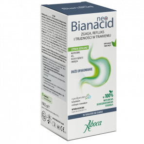 NeoBianacid 70 tabletek Smak mięty – wyrób medyczny na zgagę, refluks i trudności w trawieniu (70 tabletek) - zdjęcie produktu