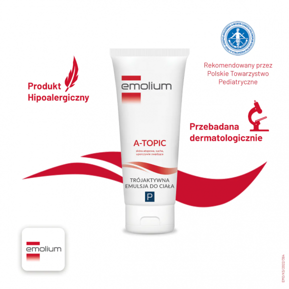 Emolium A-Topic Kojąca trójaktywna emulsja do ciała (200 ml) Emolium A-Topic Kojąca trójaktywna emulsja do ciała (200 ml) - zdjęcie produktu